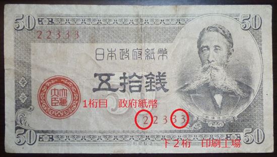 政府紙幣　５０銭　板垣退助